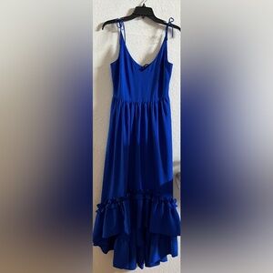 Blue Tiered Ruffled Maxi Sundress for Wedding Guests